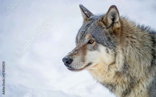 majestic gray wolf in the snow