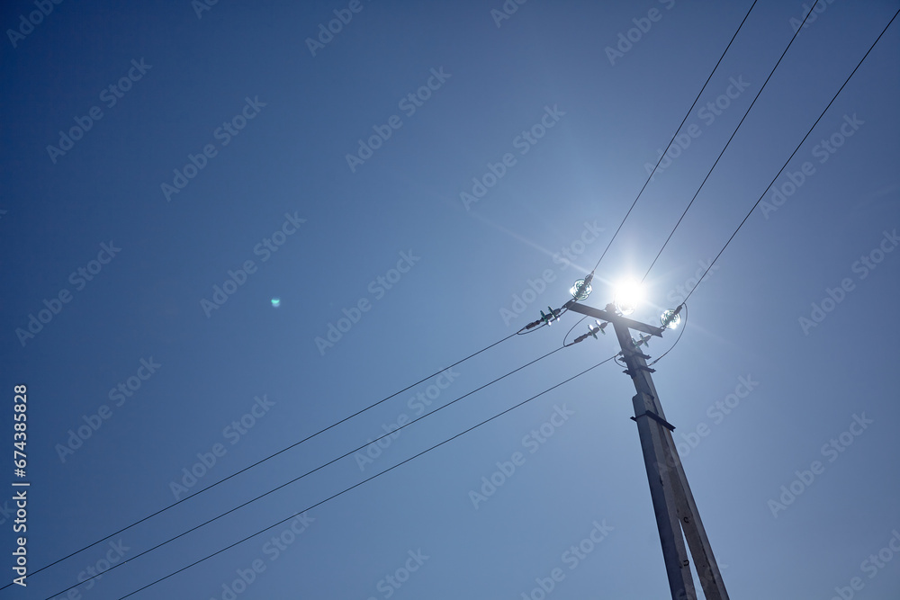 Fototapeta premium high-voltage power lines, electricity transmission, electricity transportation