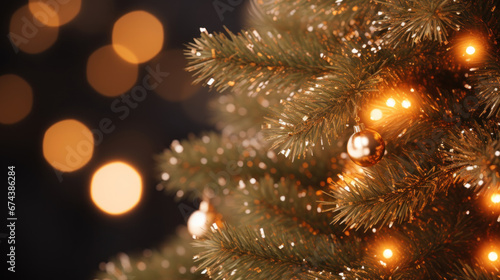 Close up of a Christmas tree with ornaments