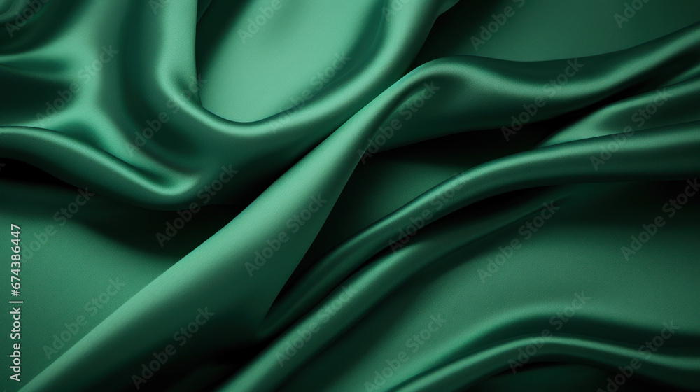 Obraz premium Dark green silk texture with soft waves