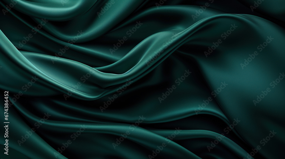 Obraz premium Dark green silk texture with soft waves
