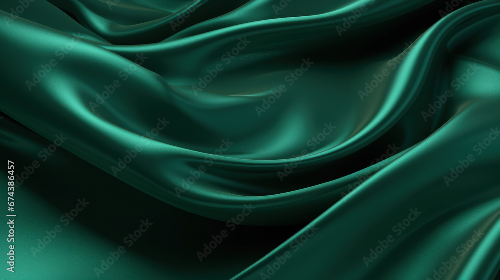 Dark green silk texture with soft waves Dark green silk texture with soft waves