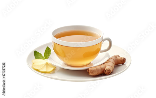 Realistic Ginger Tea Composition On White or PNG Transparent Background