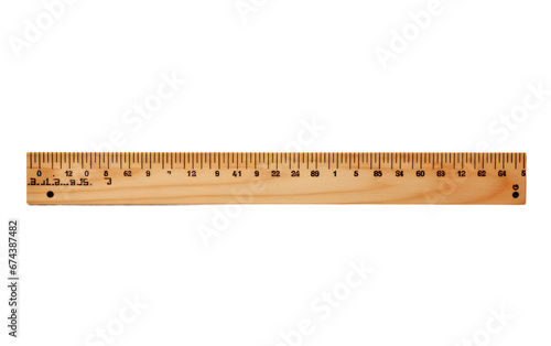 Mathematical Ruler Portrayed Realistically On White or PNG Transparent Background