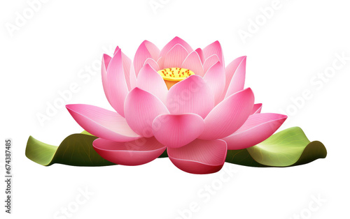 Detailed Lotus Blossom in Realism On White or PNG Transparent Background