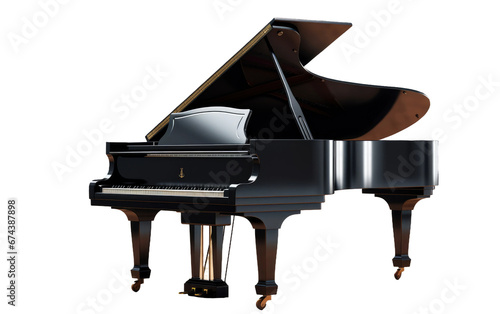 Piano Portrayed Realistically On White or PNG Transparent Background