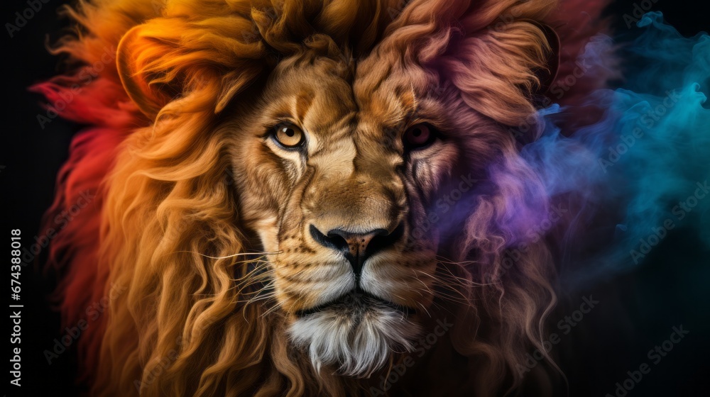 Naklejka premium animal Lion portrait with Generative AI. 