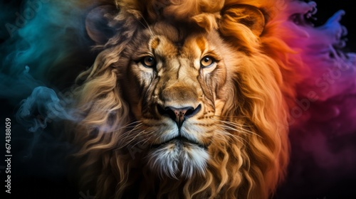 animal Lion portrait with Generative AI.  © Dang