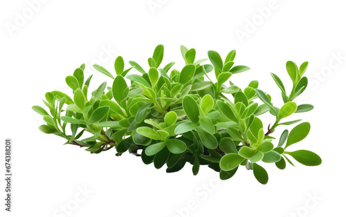 Portulaca oleracea Leaves Portrayed Realistically On White or PNG Transparent Background