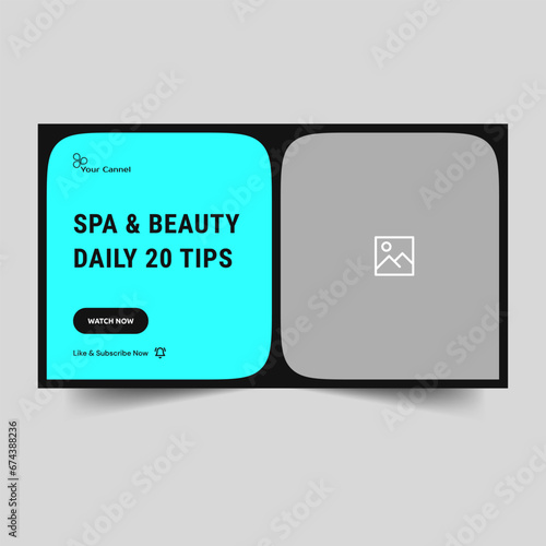 Trendy spa and beauty video cover banner design, digital banner, thumbnail banner, editable vector eps 10 file format