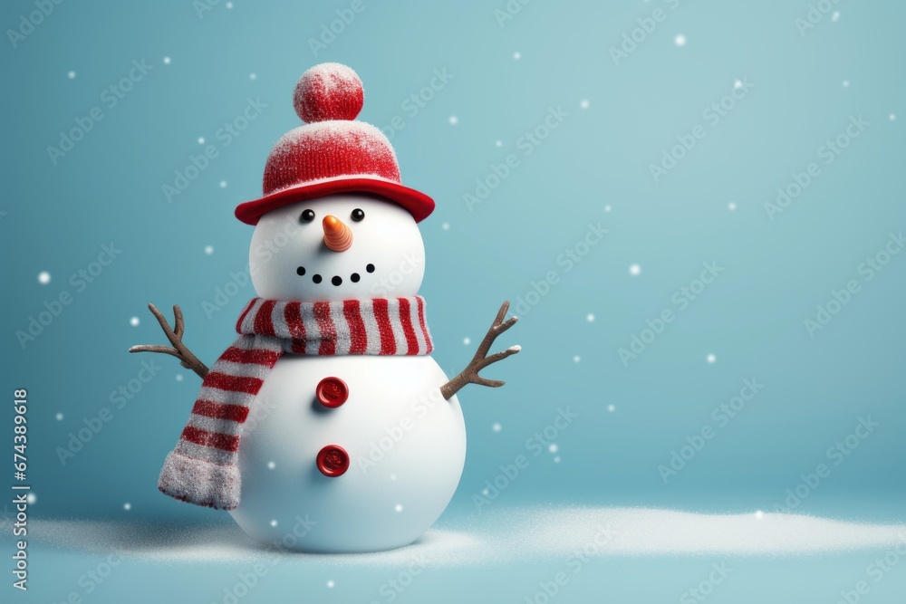 snowman in the snow background