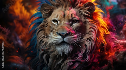 animal Lion portrait with Generative AI.
