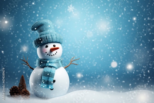 snowman in the snow background