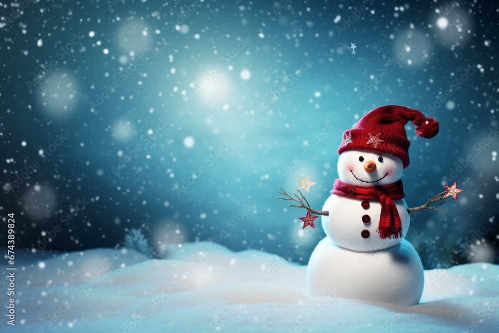 snowman in the snow background