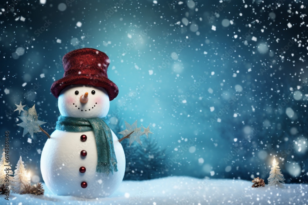 snowman in the snow background