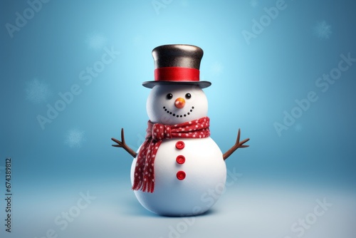 snowman in the snow background © MinMin