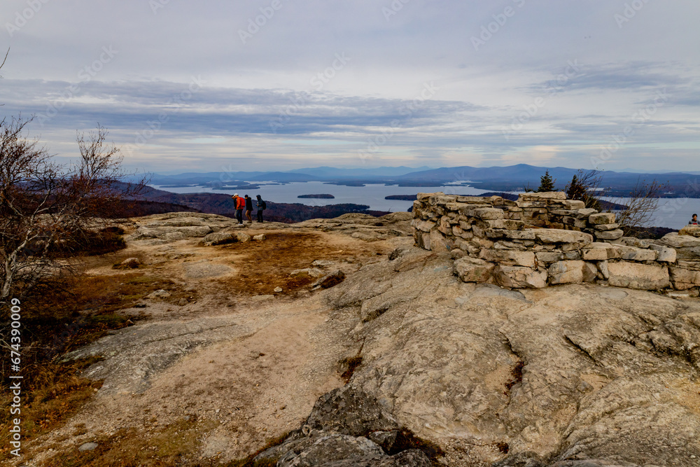 Tourism on Mount Major overlooking Lake Winnipesauke in New Hampshire