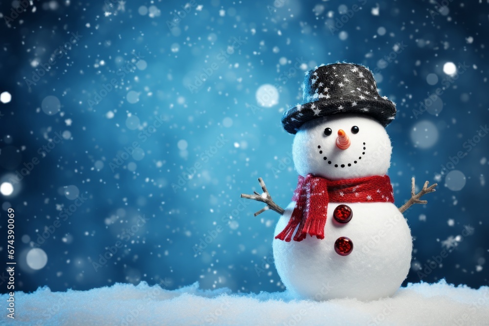 snowman in the snow background