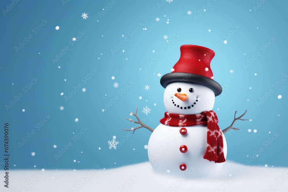 snowman in the snow background