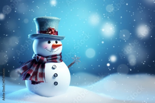 snowman in the snow background © MinMin