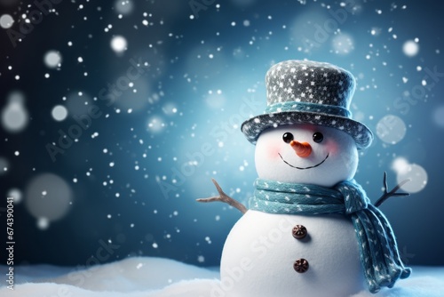 snowman in the snow background