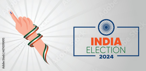 Voters Hand finger with black mark election in India vote vector poster