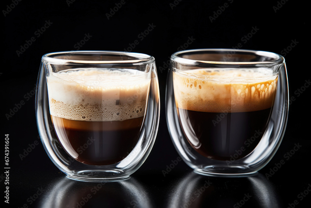 Photo of a pair of steaming coffee cups against a dark backdrop Photo of a pair of steaming coffee cups against a dark backdrop