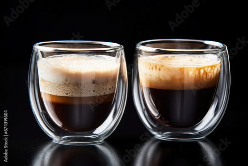 Photo of a pair of steaming coffee cups against a dark backdrop