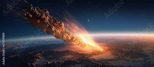 View of a meteorite explosion during a sunrise