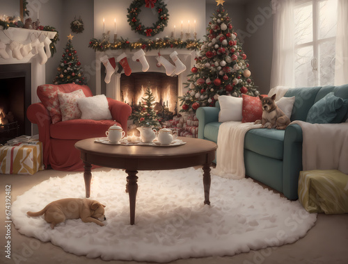 Decorating the house on Christmas