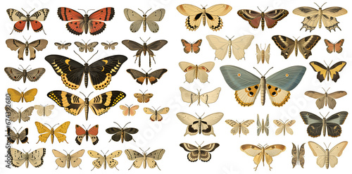 Moth watercolor illustration clipart. Generative AI © Dian