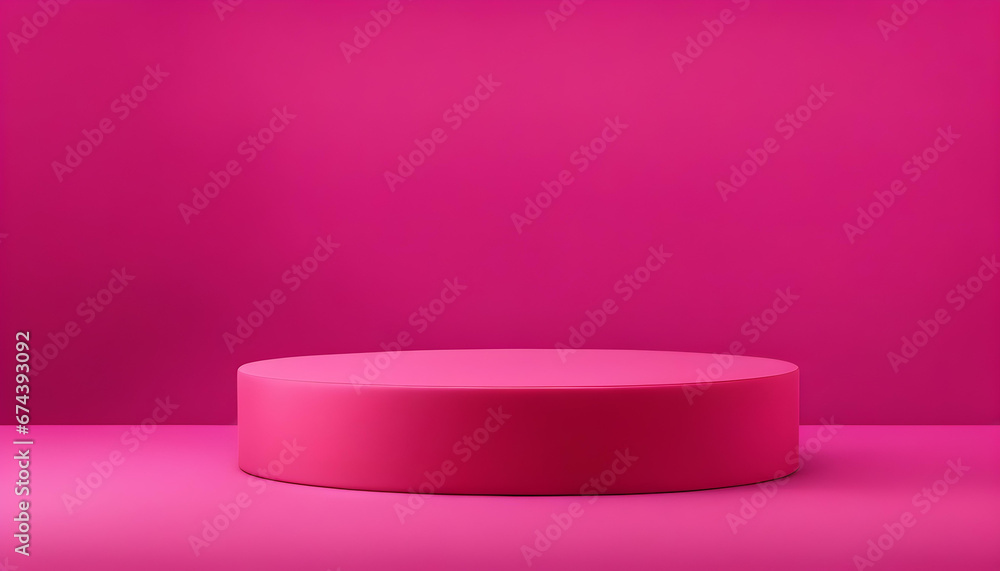 Circle podium covered with pink color Circle podium covered with pink color