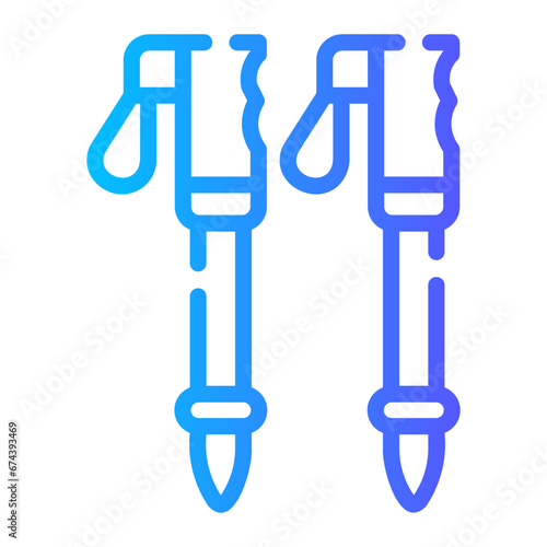 trekking pole Line Gradient Icon