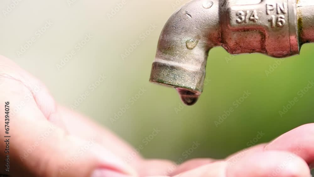 Faucet with no running water because of drought and water shortage