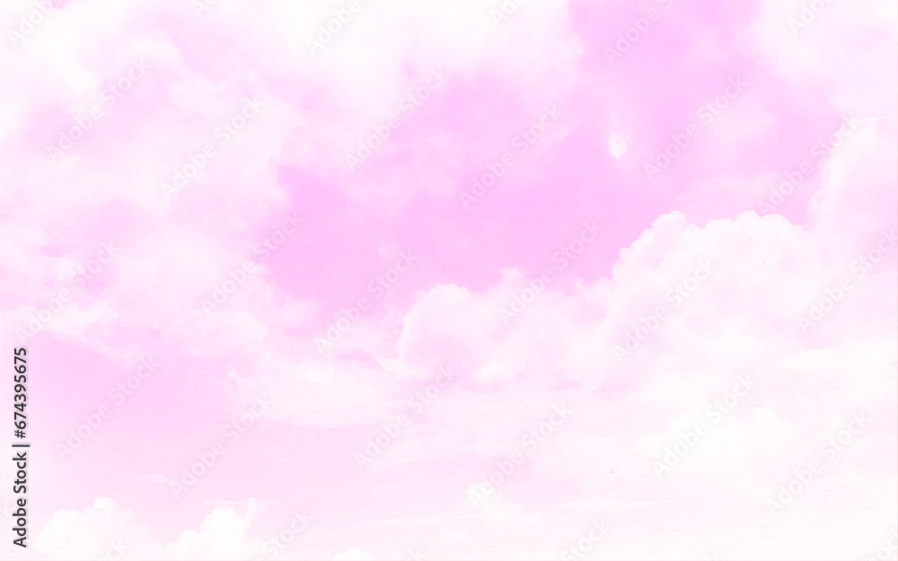 Pink sky with clouds. Pink sky and white cloud detail. Vector background. 