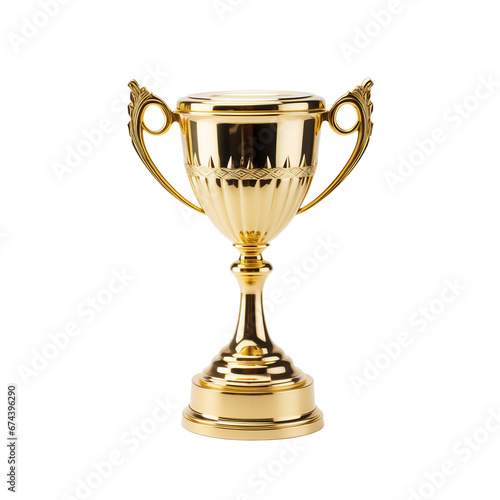 Golden Trophy Cup on transparent background. Ai generative.