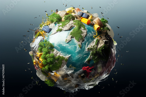 Earth globe with rubbish