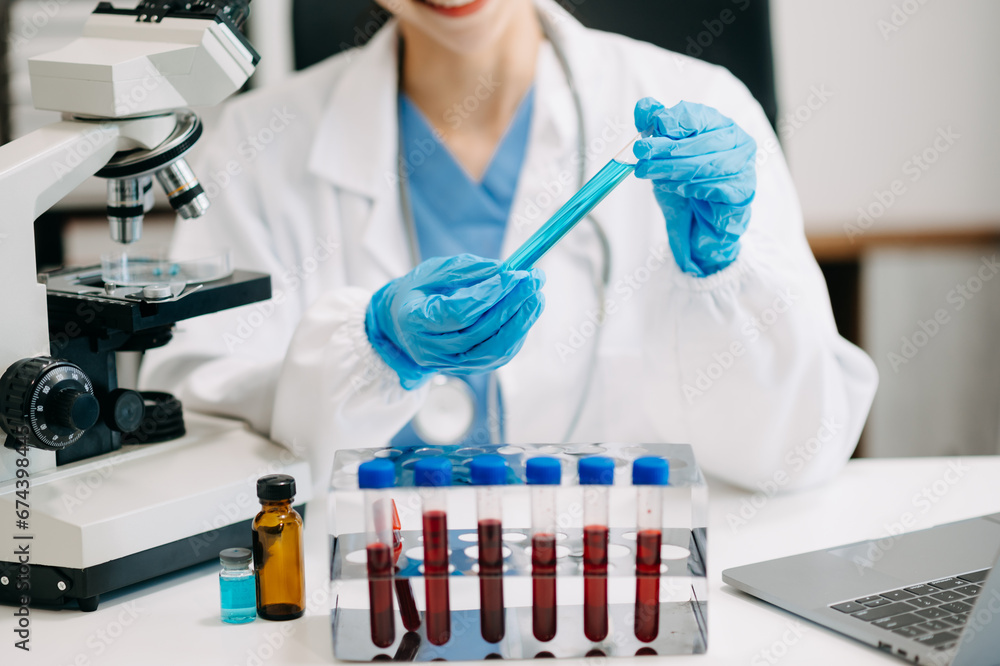 Medical research laboratory. female scientist working with biochemical science chemical laboratory . Medical research laboratory. female scientist working with biochemical science chemical laboratory .