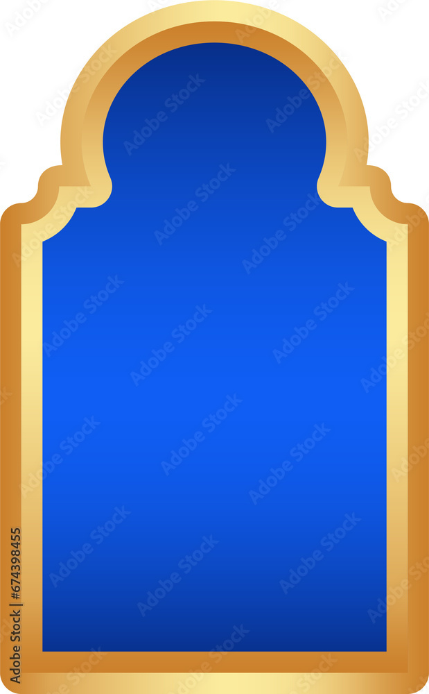 Fototapeta premium Ramadan frame shape. Door and window arch with Islamic design. Muslim oriental gate. Indian vintage arc with traditional ornament. Architecture element and sticker