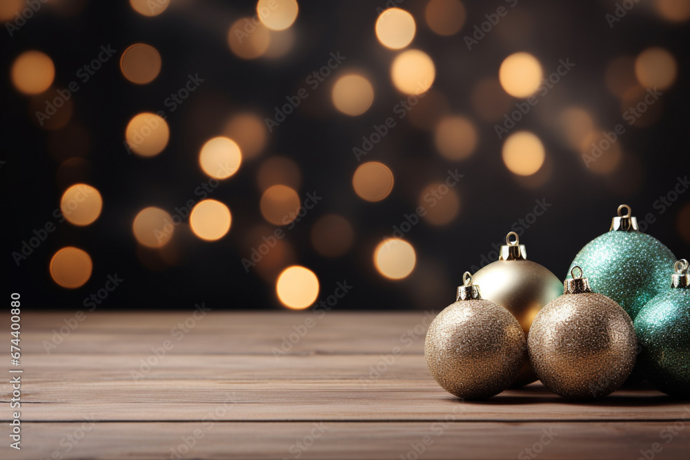 Festive background with a wooden board floor, perfect for displaying and advertising products with a mock-up banner. Generative AI.