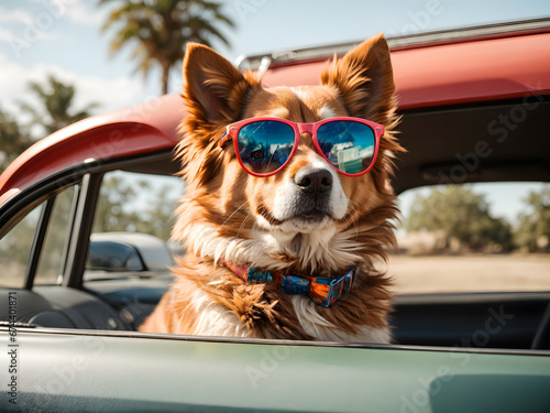 A funny dog with sunglasses © AungThurein