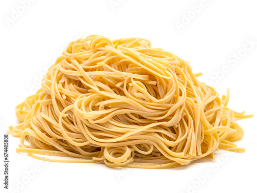 Spaghetti on white background.