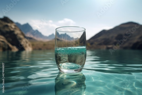 Glass of clear water. Summer food clear drink fresh liquid. Generate Ai