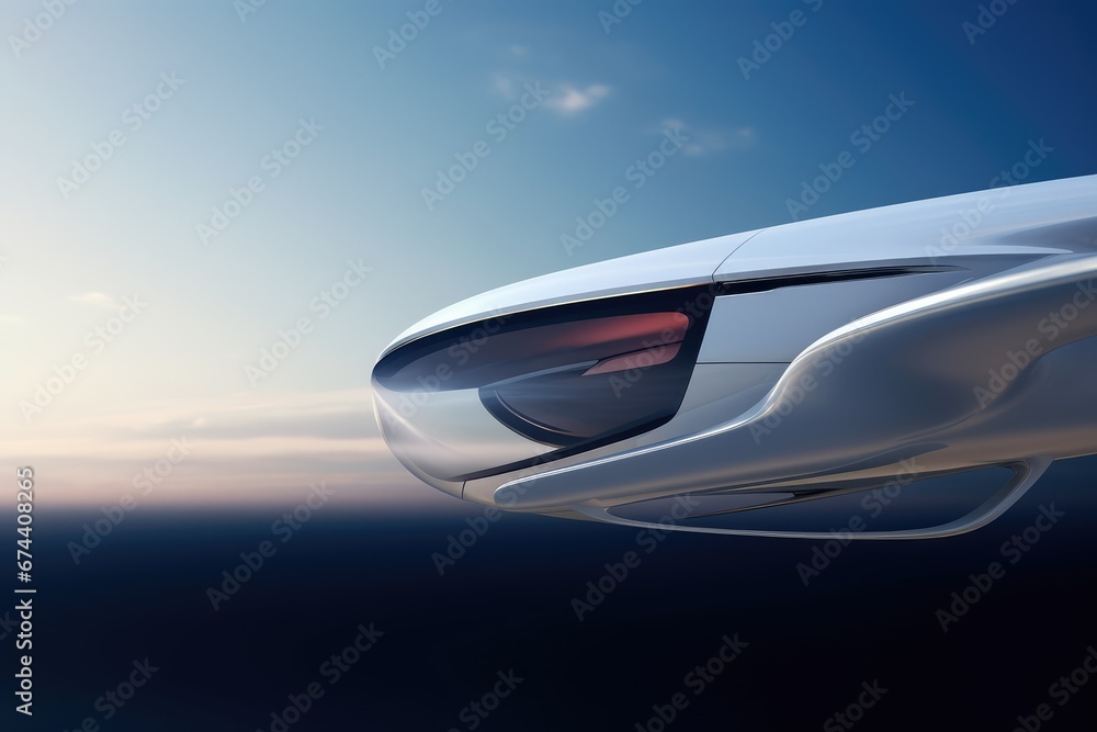 Futuristic Autonomous Flying Car Soaring in The Skies