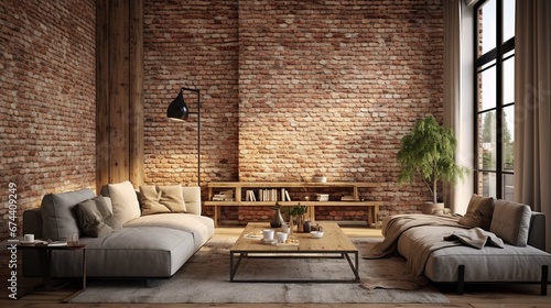 A natural wall design with exposed brick or stone. The wall adds a rustic and charming touch to the room and creates a sense of warmth and authenticity.  © Areesha