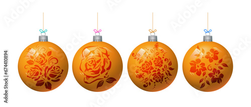 Realistic golden Christmas balls isolated on a white background. Vector image.