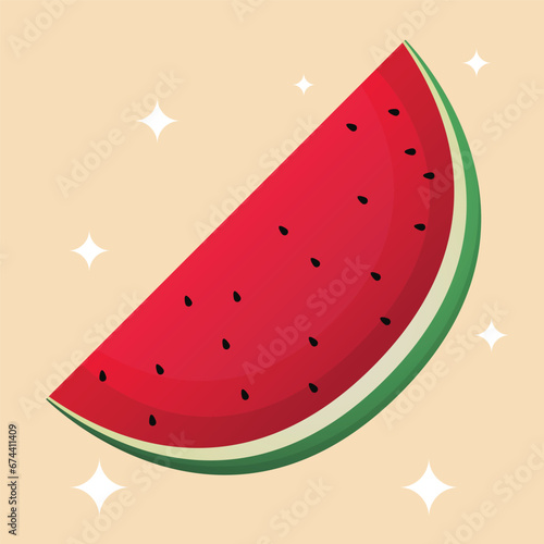 Watermelon slice vector art cartoon illustration