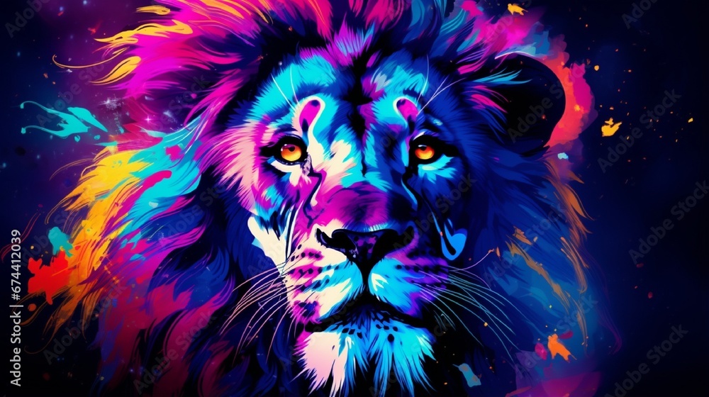 Vibrant and Expressive Assortments: a Burst lion of Colors and Creative Compositions generated by AI tool 