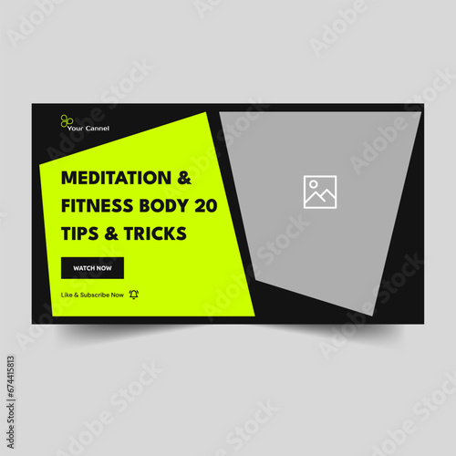 Creative fitness gym training youtube thumbnail design and meditation banner gym agency video thumbnail