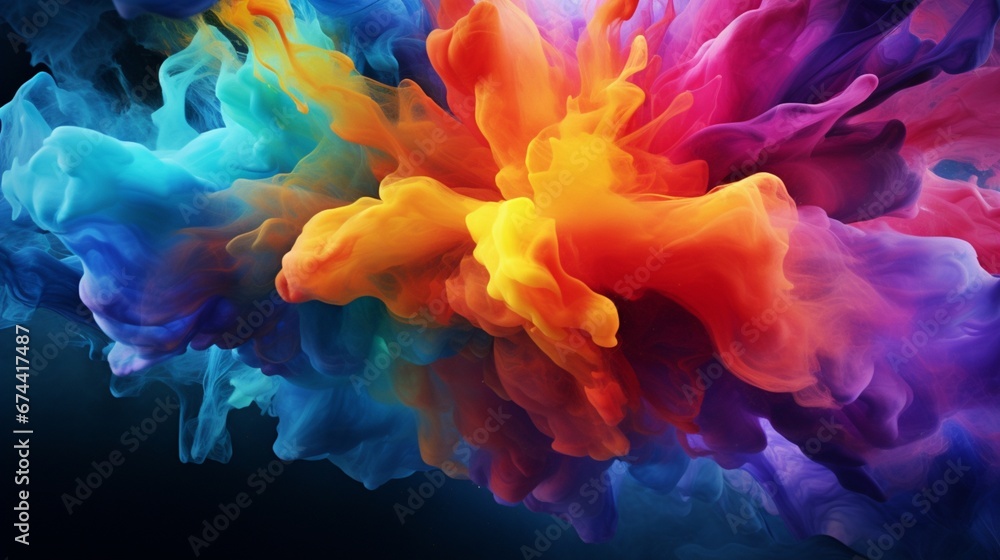 A dynamic explosion of colors and shapes in a full ultra HD, high-resolution 8K abstract background.